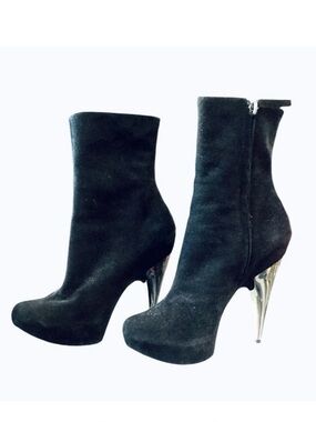 Giuseppe Zanotti black with silver heels hidden platform bootie Y2K EUC